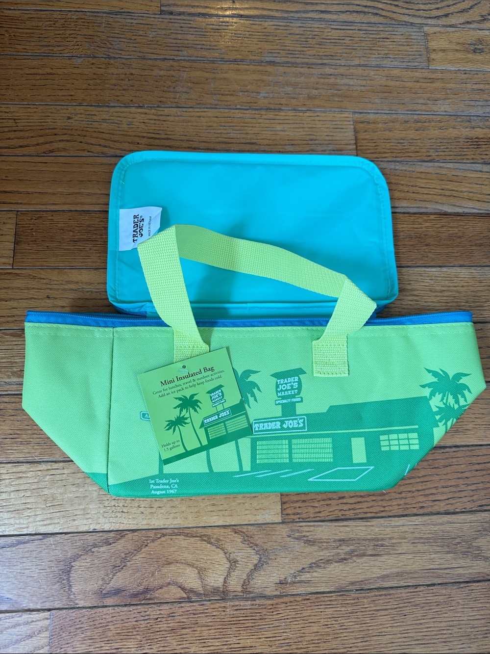 Trader Joe's Mini Insulated Tote - Aqua & Lime